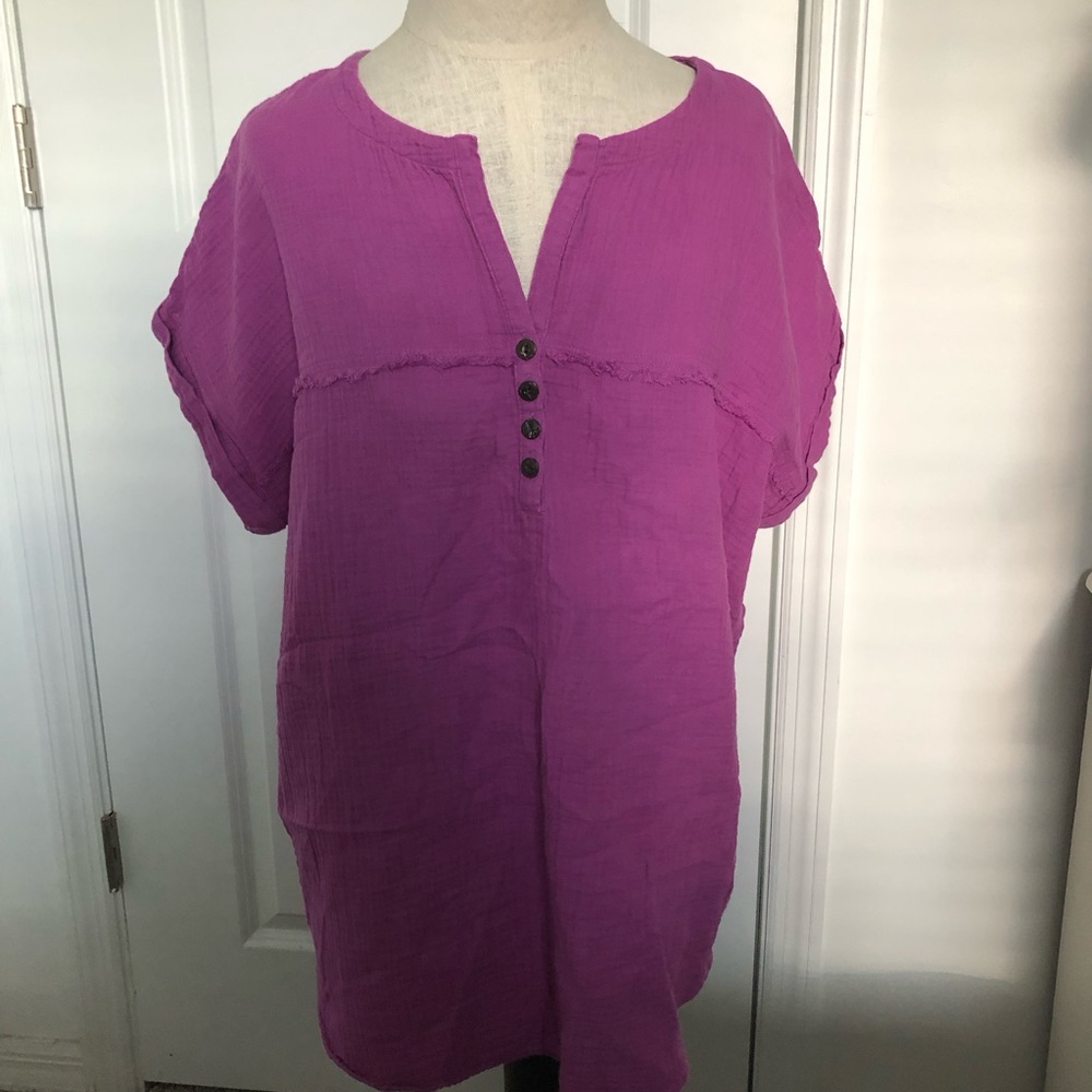 Westbound Vibrant Cotton Gauze Blouse